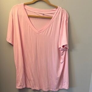Women's V-Neck Short Sleeve Top - Light Pink